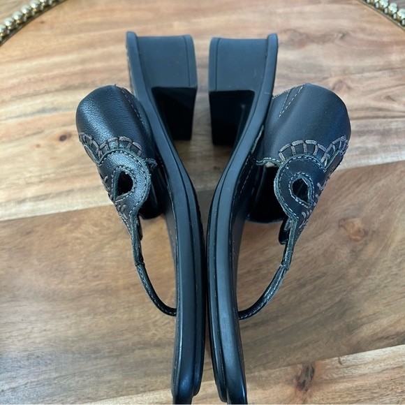 Josef Seibel Black Leather Block Heel Sandal Sz 39 - Picture 8 of 12